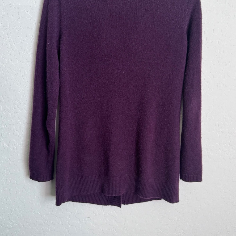 Ann Taylor Cashmere Cardigan Plum Purple Shawl Collar Button Front Sweater M - Picture 7 of 10